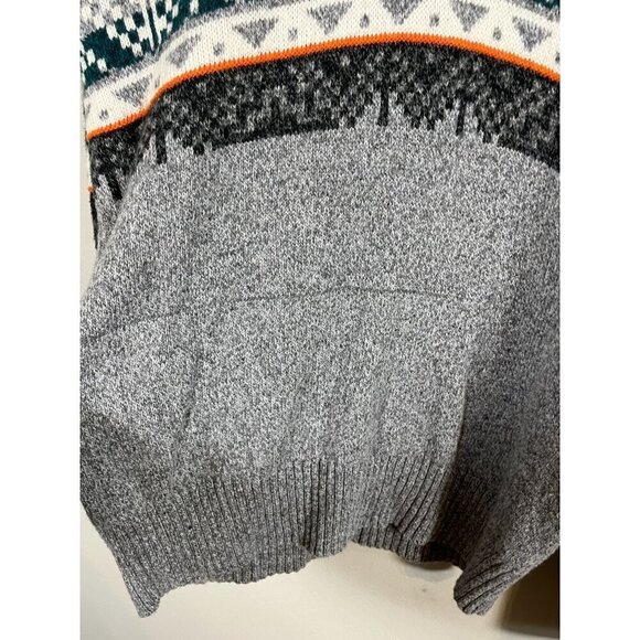 American Eagle Sweater Men M Gray Grandpa Cardigan Chevon Fair Isle Retro 80s - Picture 5 of 12